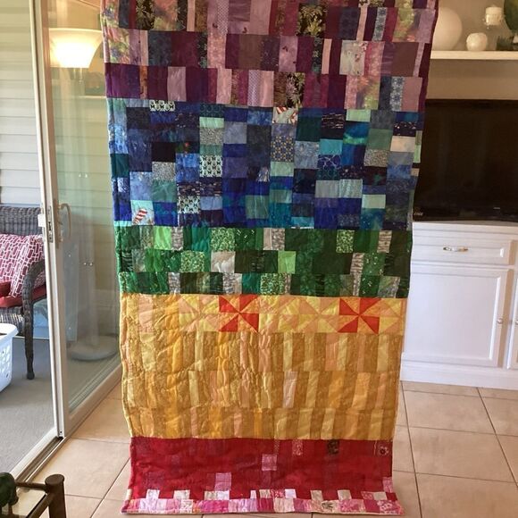 NWT. Beautiful Hand Crafted Rainbow Quilt - Picture 6 of 10